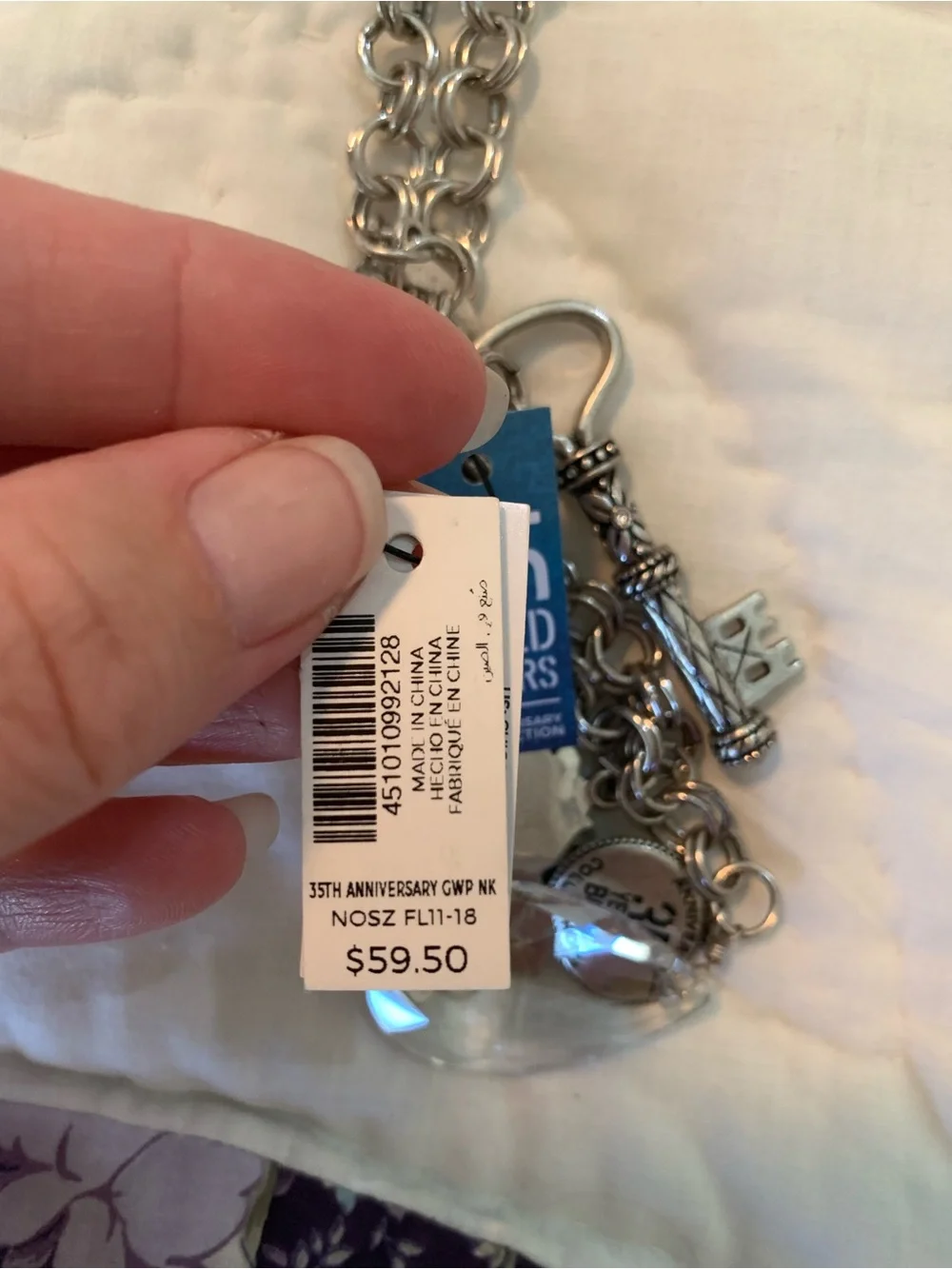 Chico's Silver-Tone Chain Anniversary Collection Necklace with Charms